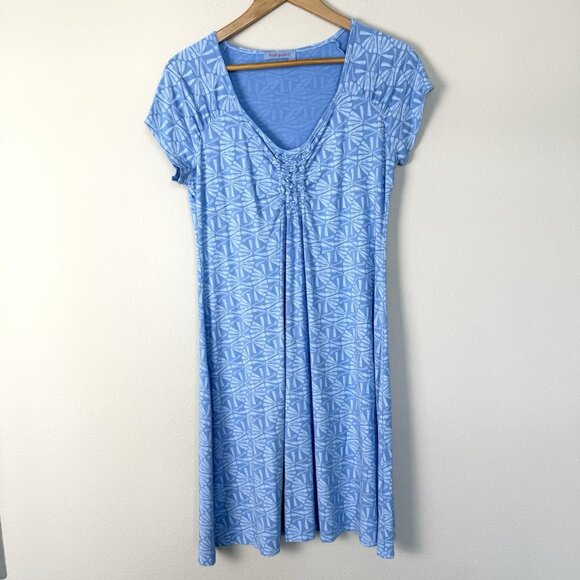 Fresh Produce Emma Dress Blue Womens Medium Comfy‎ Knit Beach Travel Feminine - Picture 1 of 8